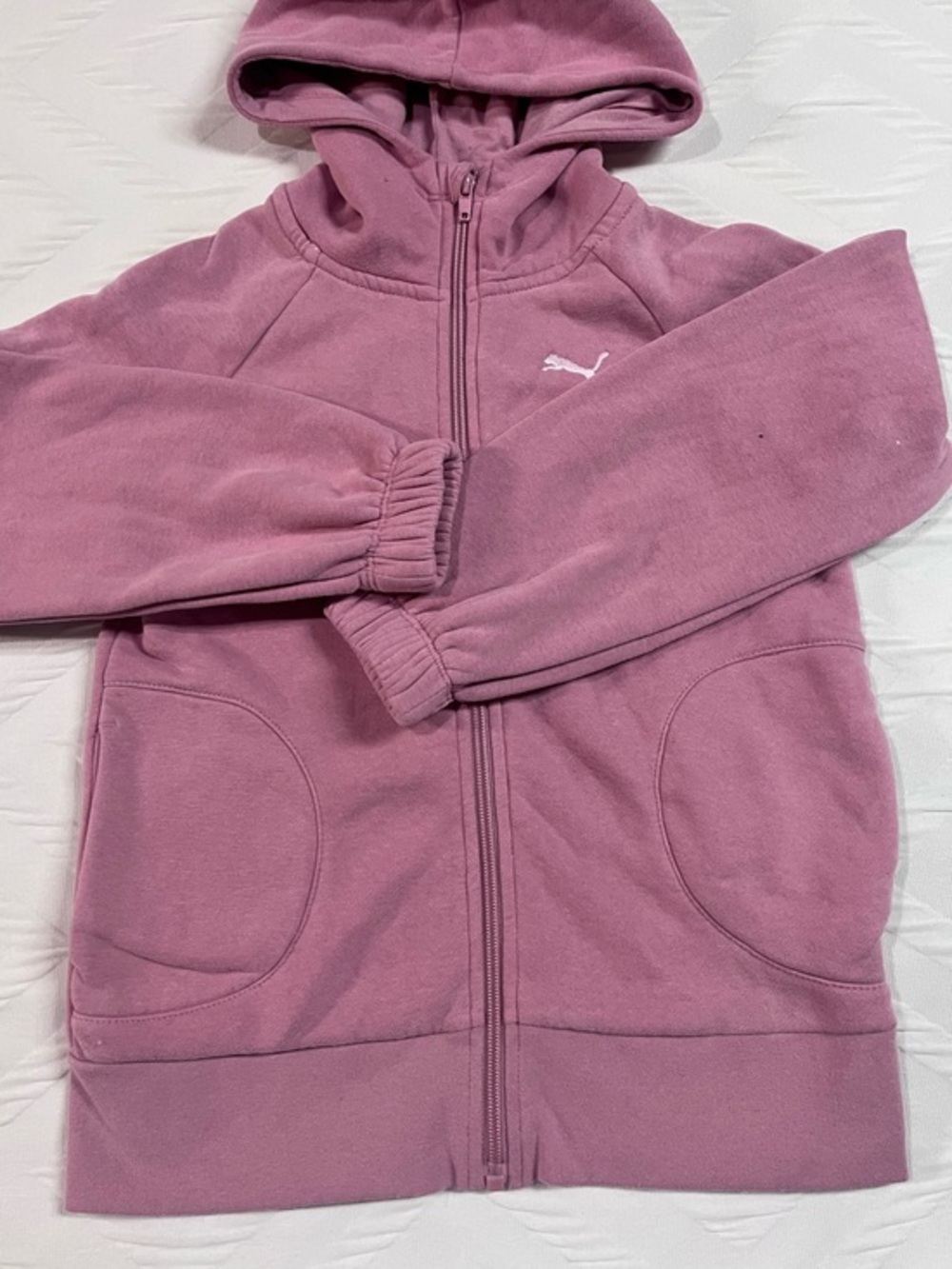 Puma Kids' Zip-Up Hooded Jacket in Dusty Pink 7/8